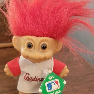 Vintage 3" 1991 Russ Berrie St. Louis Cardinals Good Luck Troll